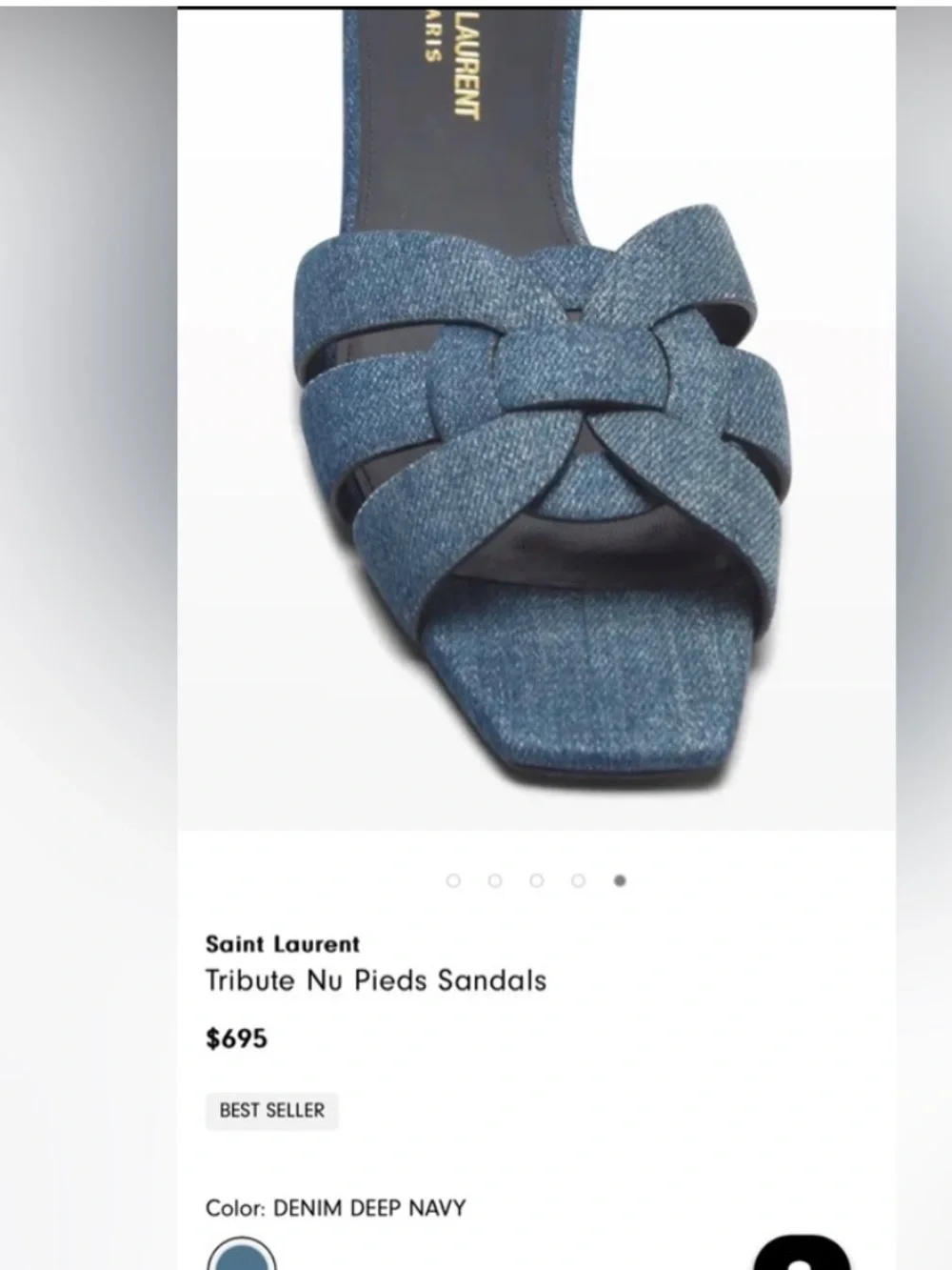 Saint Laurent Tribute Slides Dark Blue Denim Knot Slide Mules - Picture 6 of 9